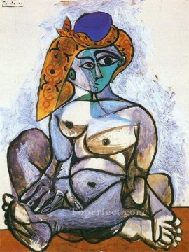 Jacqueline nue au bonnet turc 1955 Cubism Oil Paintings